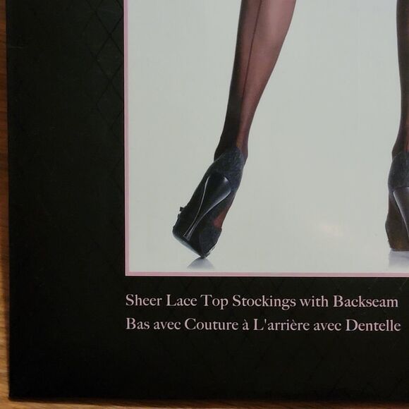 NEW Leg Avenue Lace Top Leggings With Back Seam - Picture 3 of 5